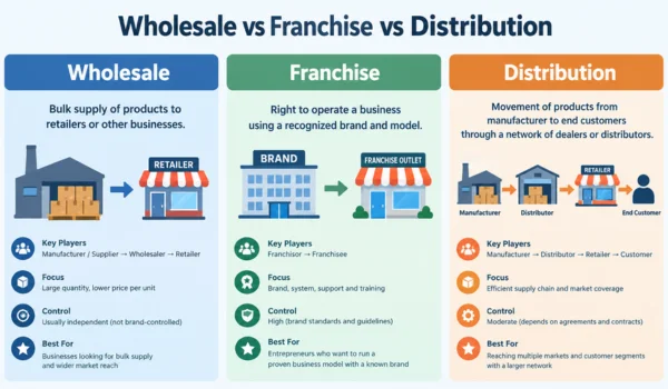 Wholesale vs Franchise vs Distribution